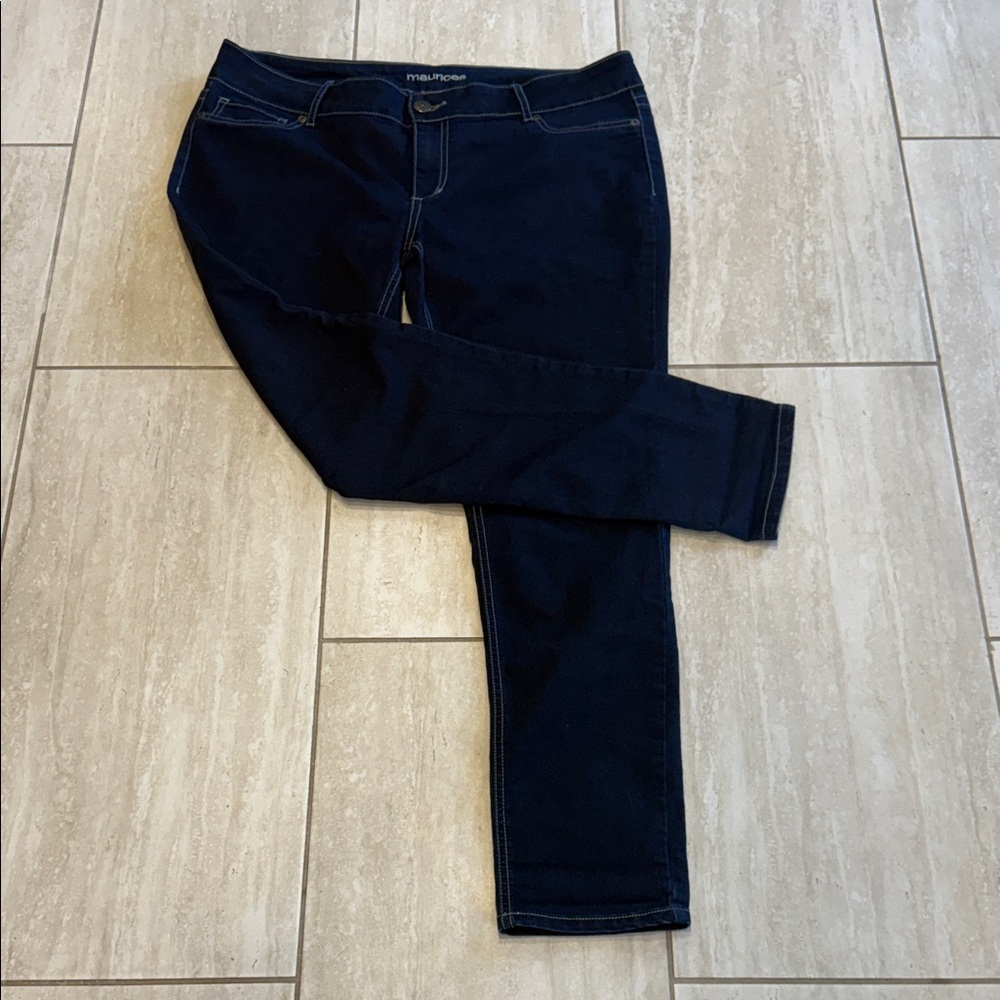 Maurices Navy Skinny Jeans with Contrast Stitching